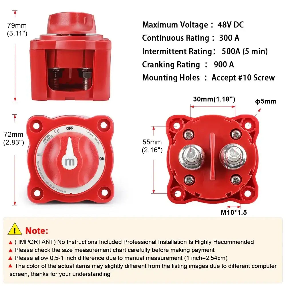12V-48V 100A-300A Isolator Disconnect Rotary Switch Cut electrical supplys