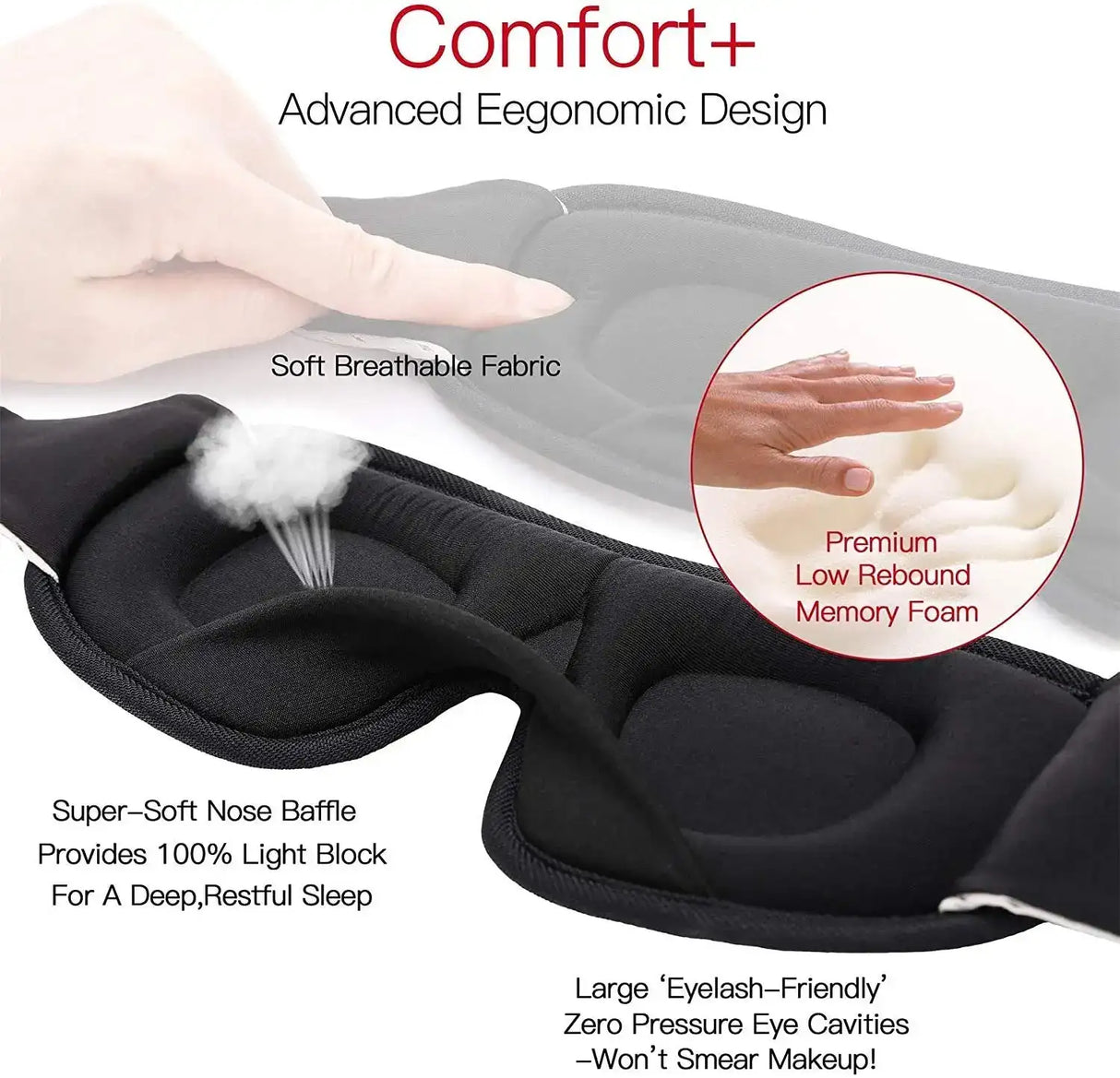 3D Mask for Sleep Light Blockout Soft Padded Camping Equipment