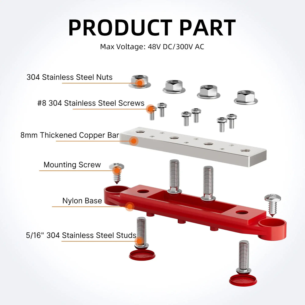 48V DC 400A Power Bus Bar M8 & M10 Set electrical supplys