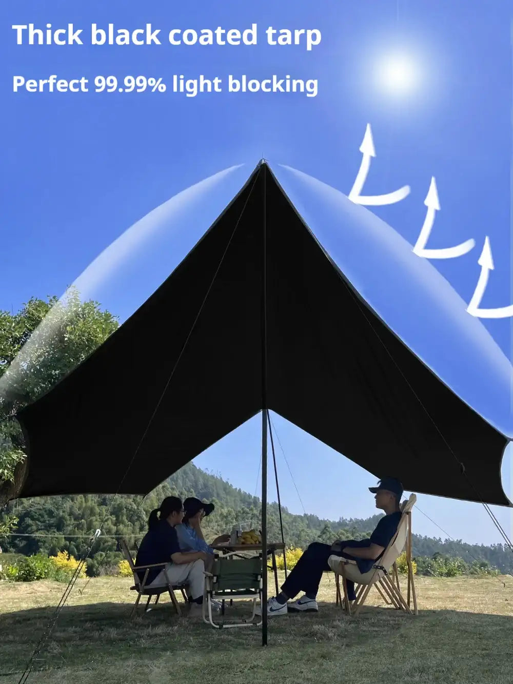 5.1 x 5.1m Tarp Waterproof Awning Shade Tent Shelter Sunshade Camping Equipment