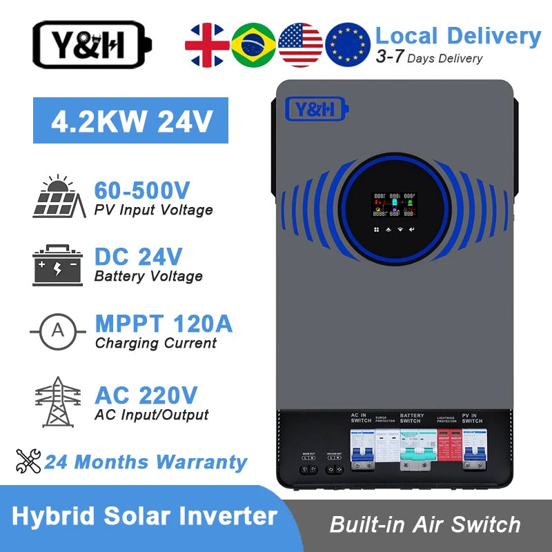 6.2kW Off-Grid Hybrid Solar Inverter MPPT & WiFi Wind & Solar Controllers