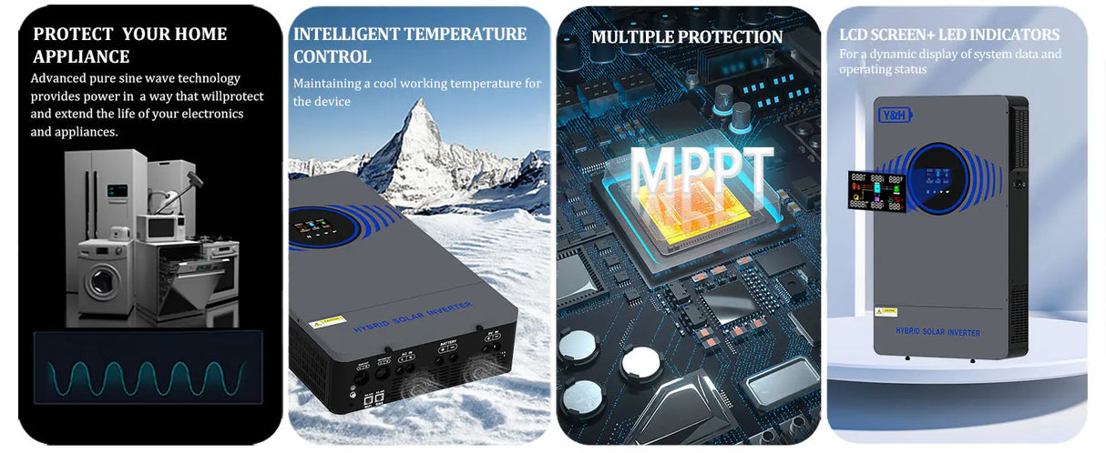 6.2kW Off-Grid Hybrid Solar Inverter MPPT & WiFi Wind & Solar Controllers