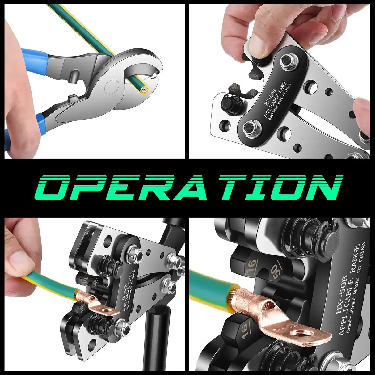 6-50mm Cable Lug Crimping Tool Terminal Crimper electrical supplys