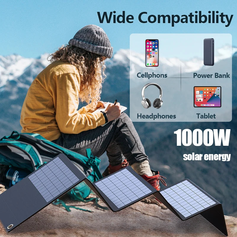 600W or 1000W Solar Panel Power Supply Portable Folding solar panels