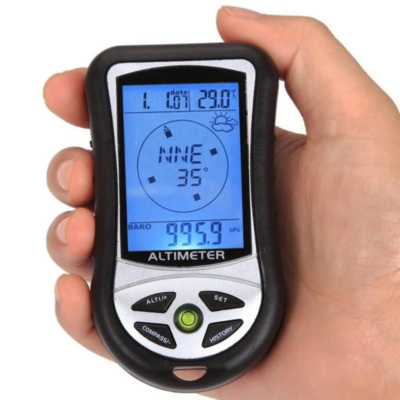 8-in-1 Handheld Altimeter Compass Pressure Elevation Thermometer Smart Technology