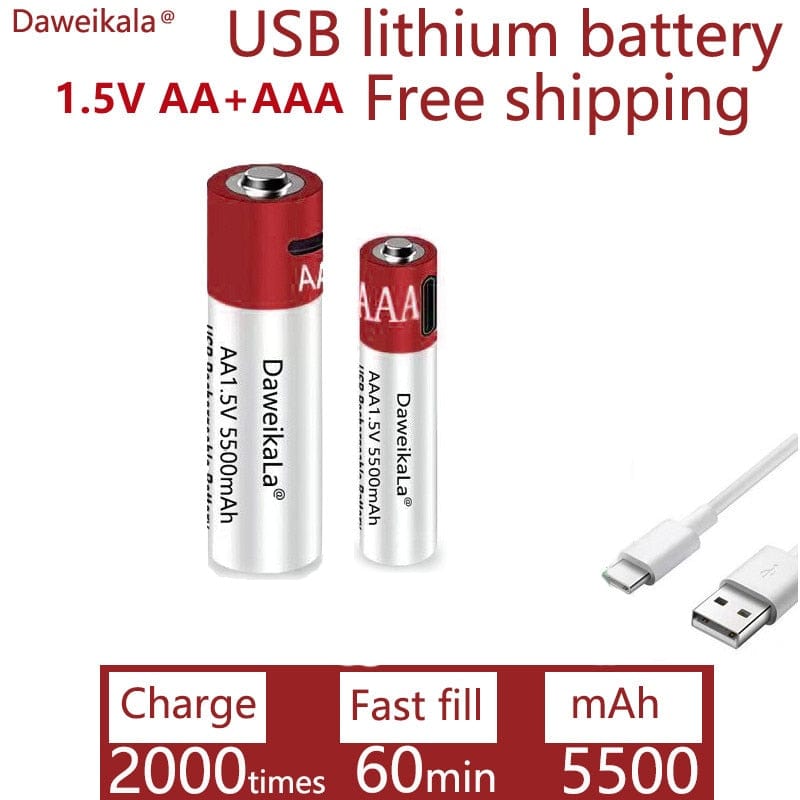 AA+AAA 5500mah Rechargeable Lithium Battery Rechargeable Batteries