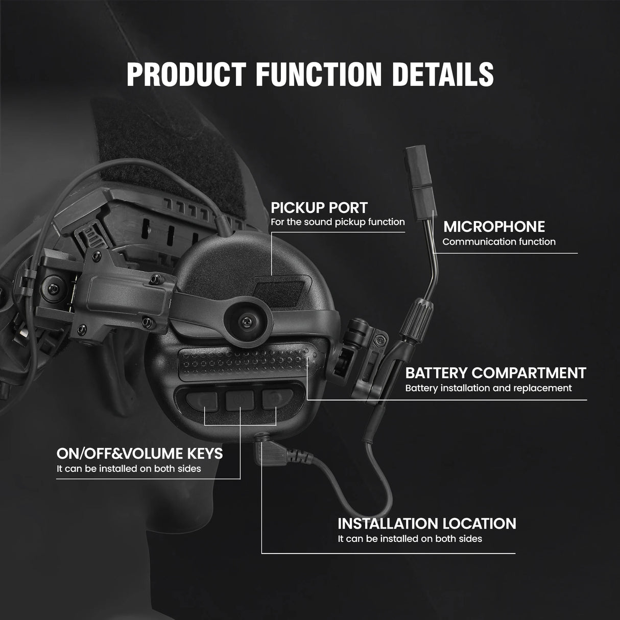 Active Noise Reduction Tactical 2 way Radio Headset Helmet & Pack Accessories