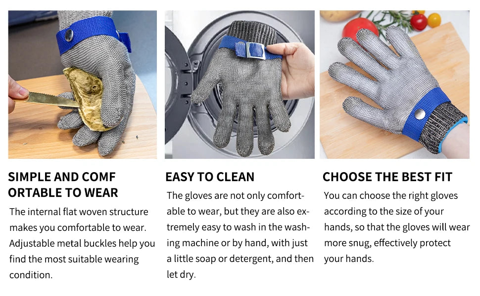 Anti-Cut Gloves Stainless Steel Wire Metal Mesh Hi-Vis & Safety