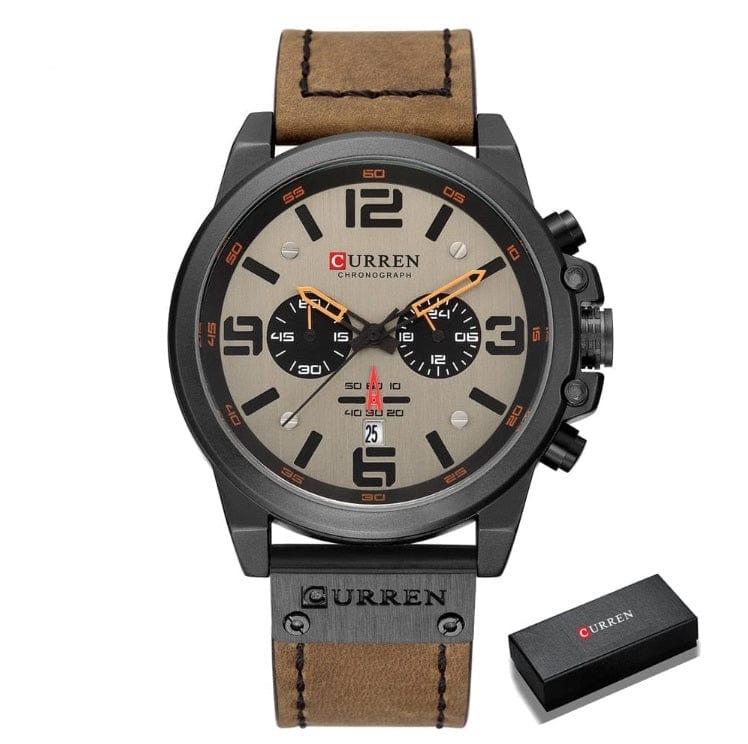 CURREN 8314 Waterproof Sport Watch Genuine Leather Smart Watches