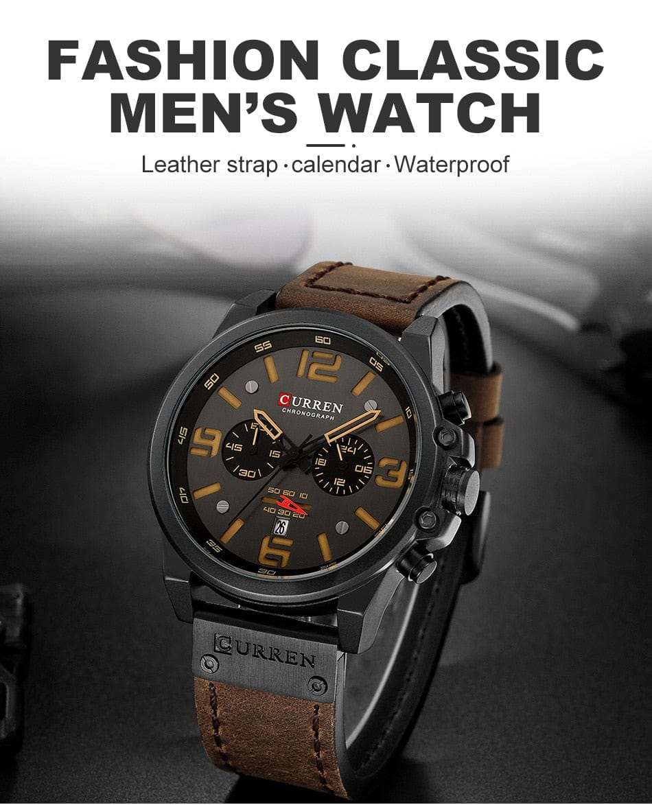CURREN 8314 Waterproof Sport Watch Genuine Leather Smart Watches