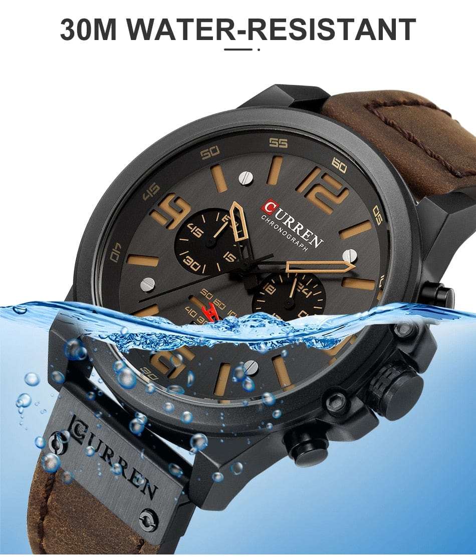 CURREN 8314 Waterproof Sport Watch Genuine Leather Smart Watches