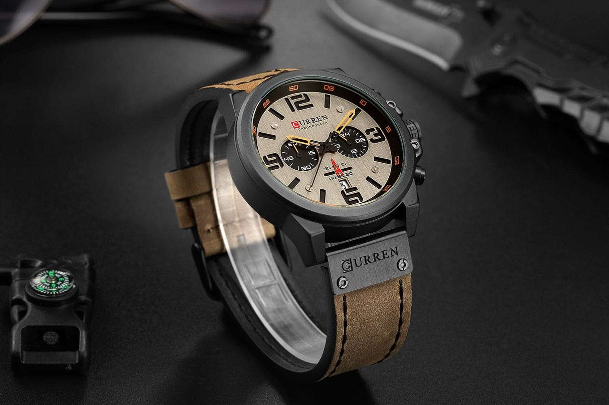 CURREN 8314 Waterproof Sport Watch Genuine Leather Smart Watches