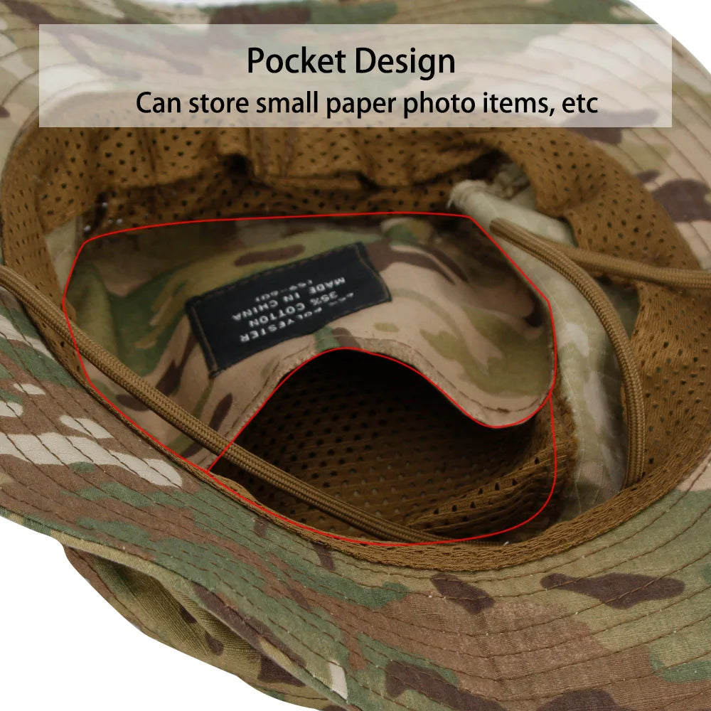 Camo Brimmed Breathable Bucket Hat tactical hats