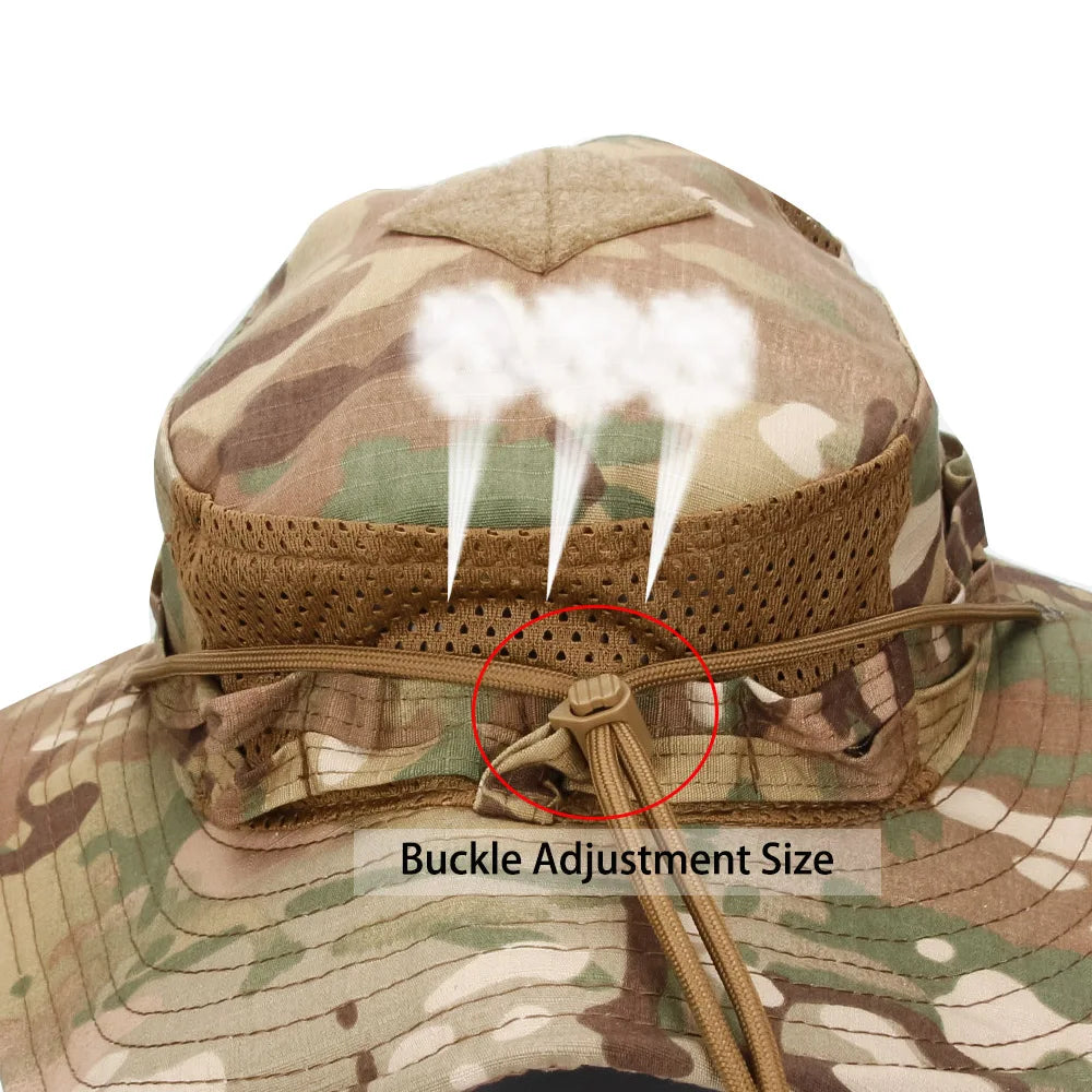 Camo Brimmed Breathable Bucket Hat tactical hats