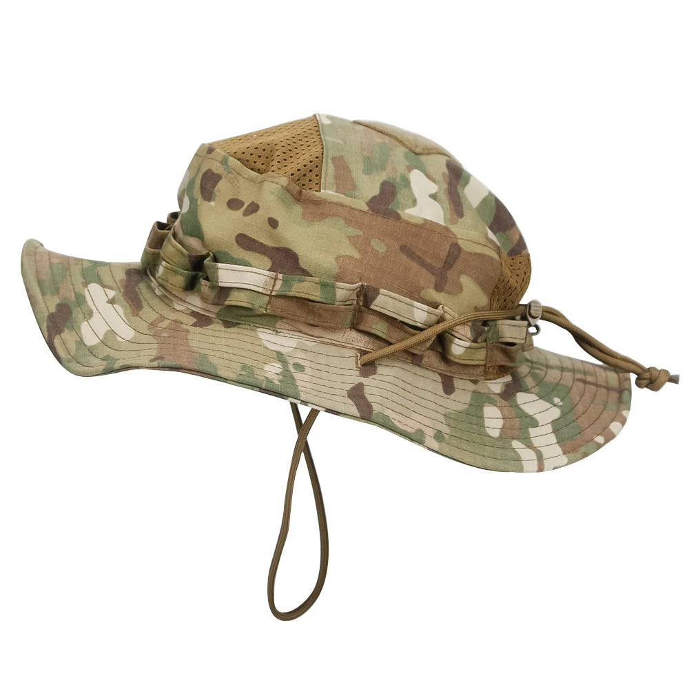Camo Brimmed Breathable Bucket Hat tactical hats