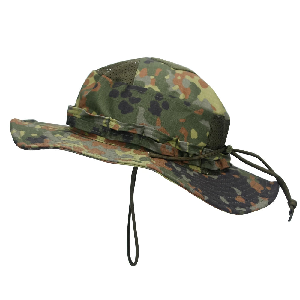 Camo Brimmed Breathable Bucket Hat tactical hats