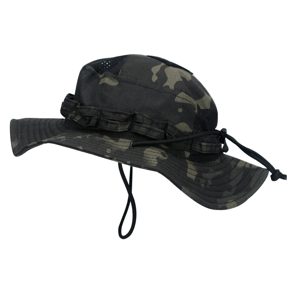 Camo Brimmed Breathable Bucket Hat tactical hats