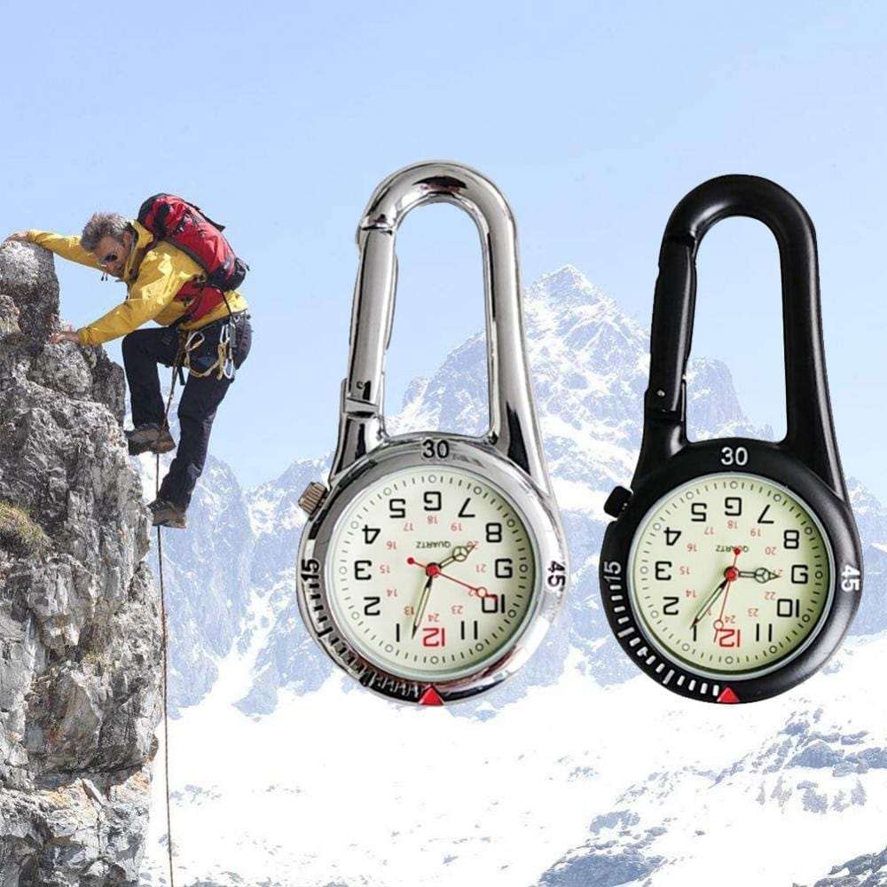 Carabiner Compass Watch Black or Silver Optics