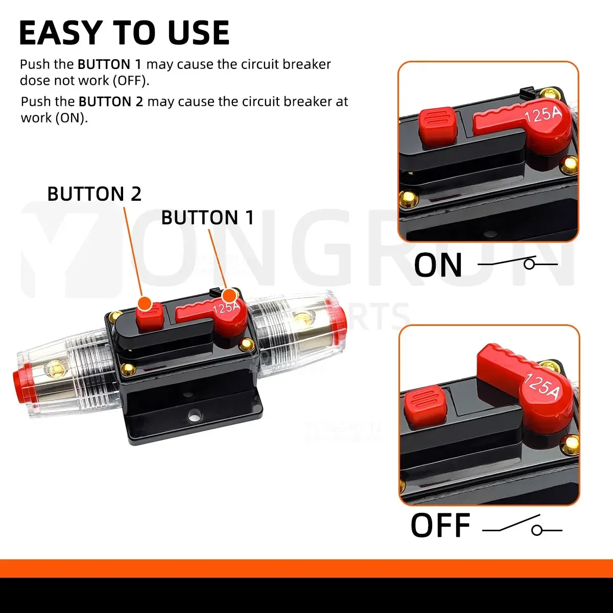 Circuit Breaker Fuse 20A to 300A Manual Reset Waterproof 12V 48V electrical supplys