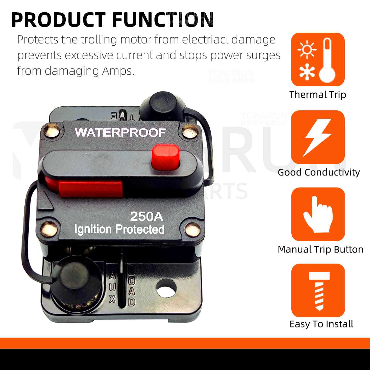 Circuit Breaker Fuse 20A to 300A Manual Reset Waterproof 12V 48V electrical supplys