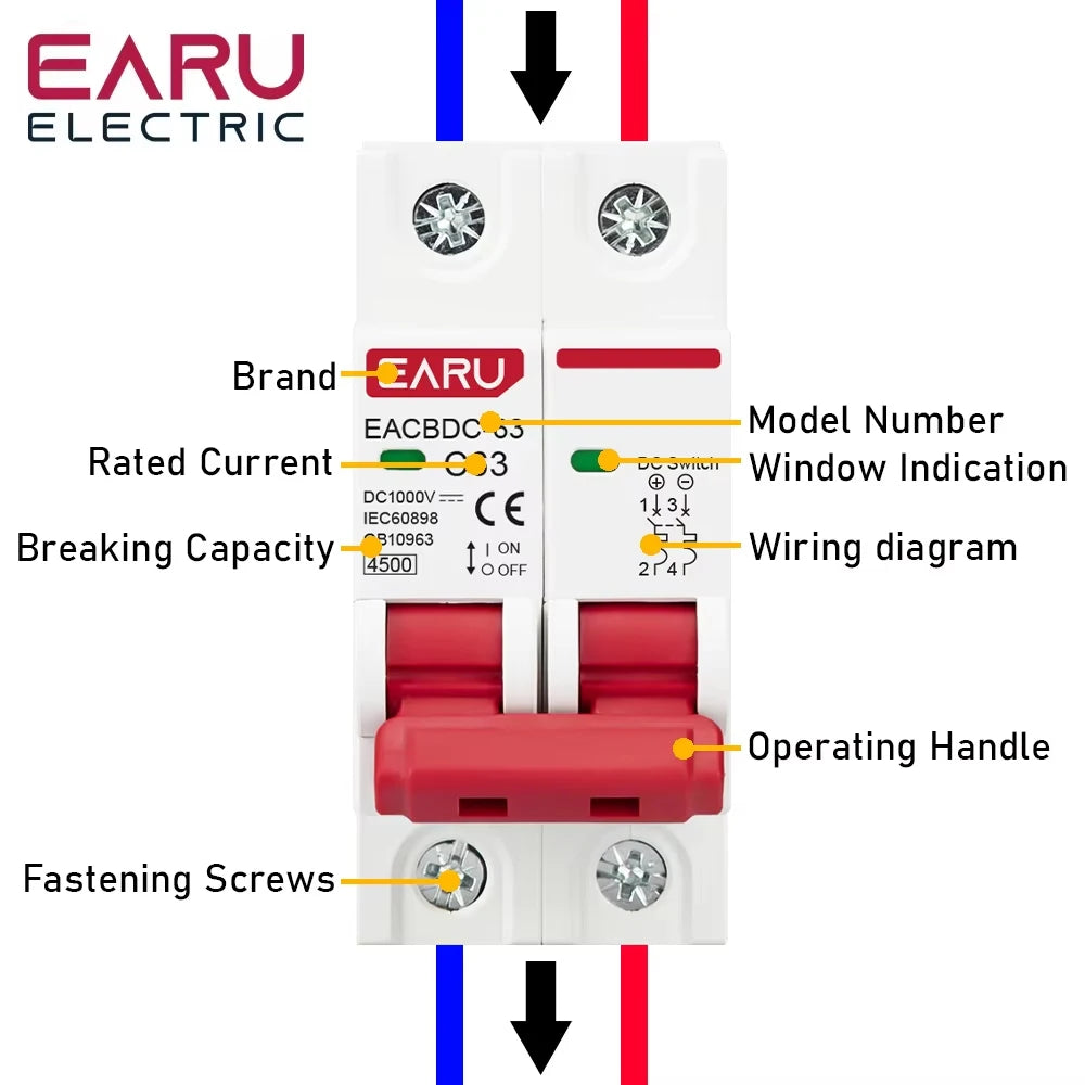 DC Solar Wind Mini Circuit Breaker Overload Protection 6A to 125A electrical supplys