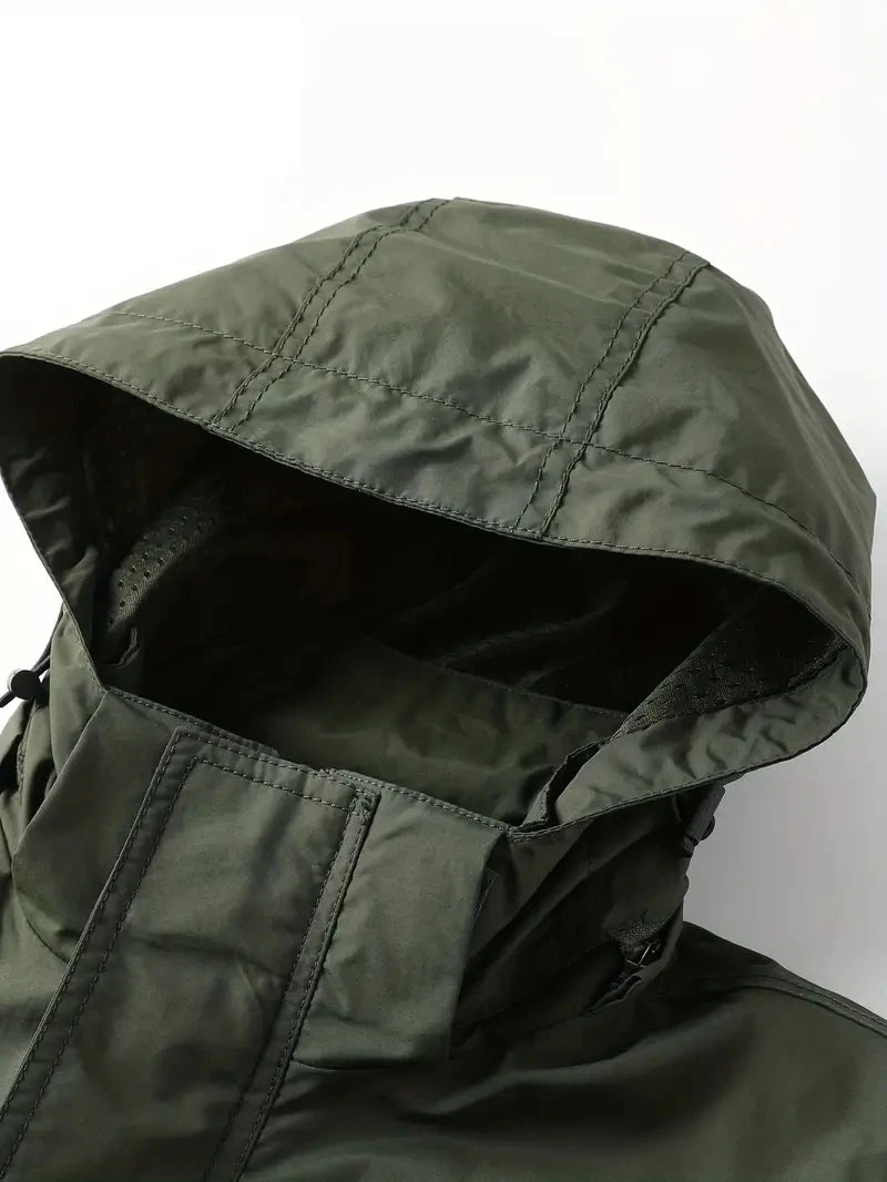 Detachable Sleeves & Hood Windproof Jacket Fleece Lined Workwear Outdoor Clothing