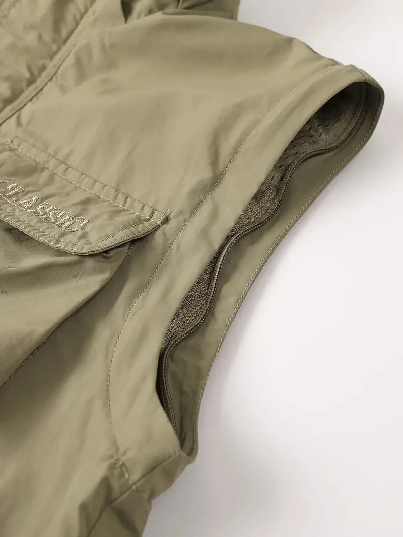 Detachable Sleeves & Hood Windproof Jacket Fleece Lined Workwear Outdoor Clothing