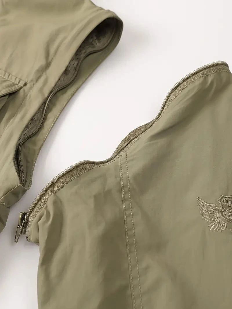 Detachable Sleeves & Hood Windproof Jacket Fleece Lined Workwear Outdoor Clothing