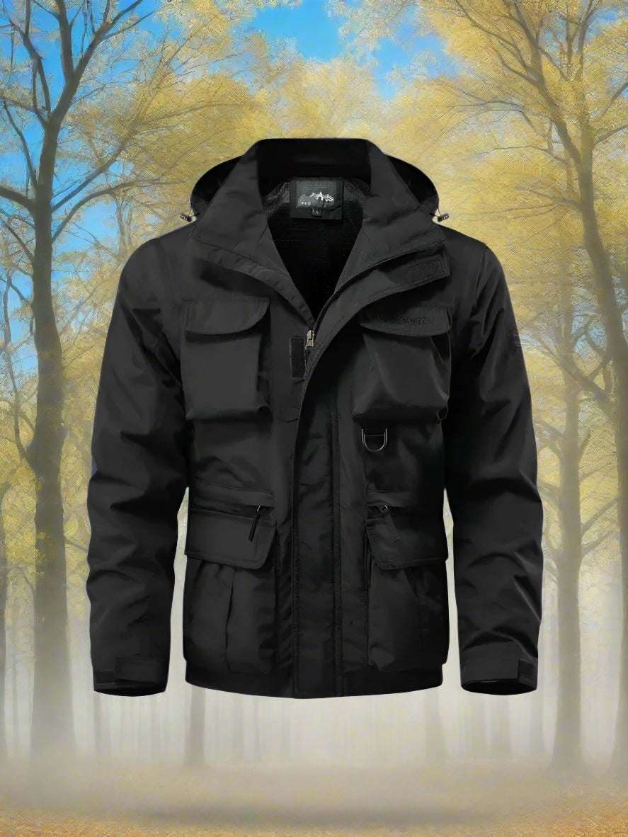 Detachable Sleeves & Hood Windproof Jacket Fleece Lined Workwear Outdoor Clothing