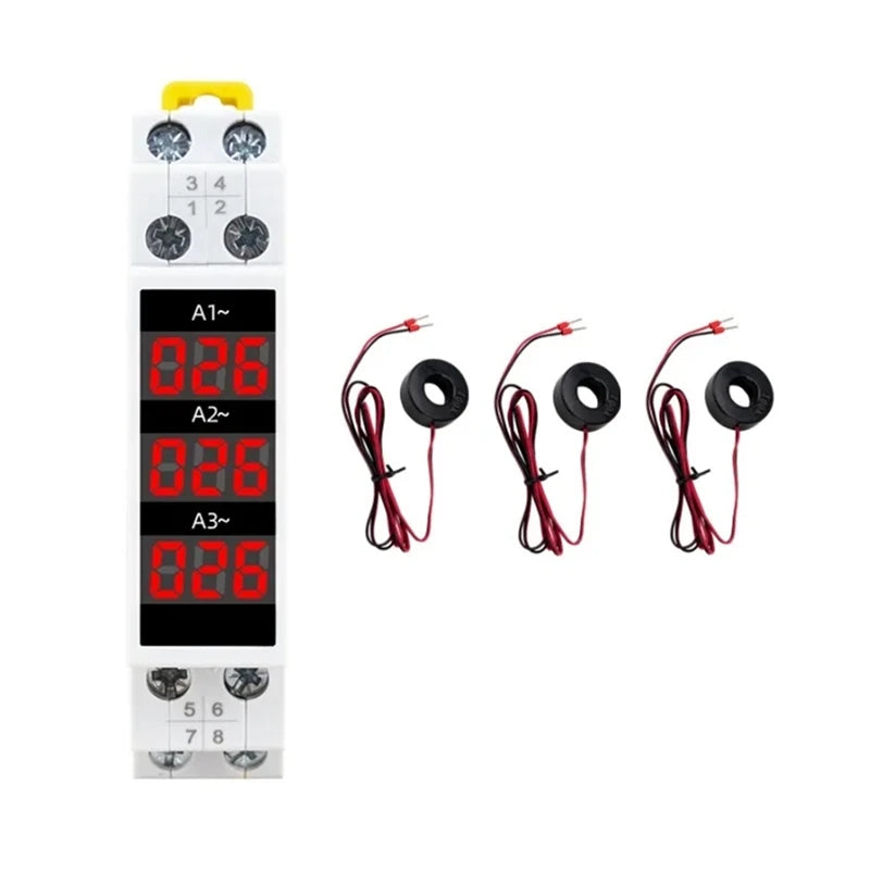 Din Rail Mount 3 Phase Ampere Meter Current Meter Indicator LED electrical supplys