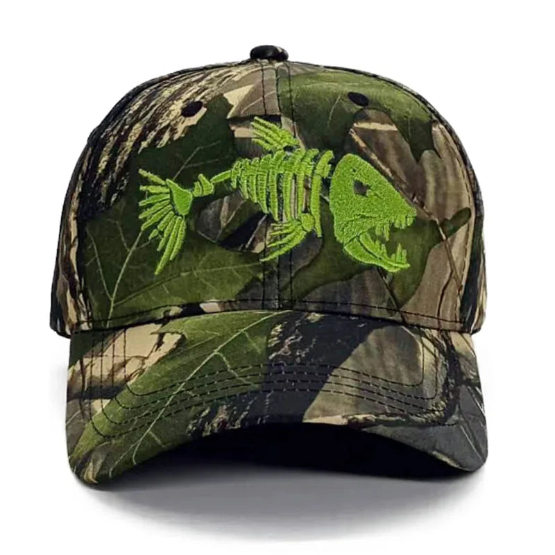 Fish Bone Camo Fishing Caps Cotton Jungle Hat Unisex caps
