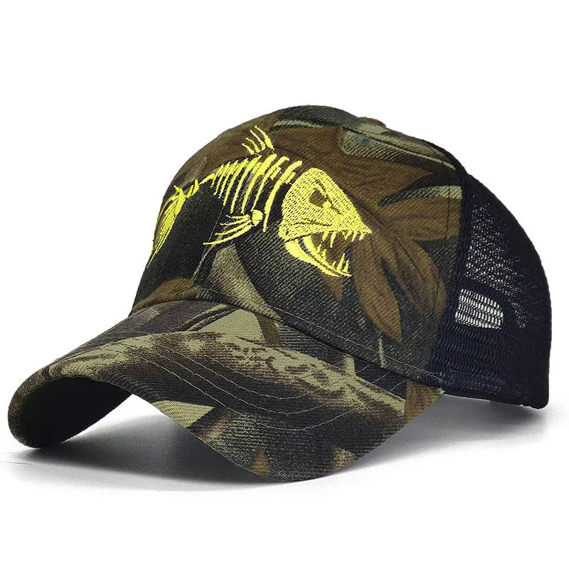 Fish Bone Camo Fishing Caps Cotton Jungle Hat Unisex caps
