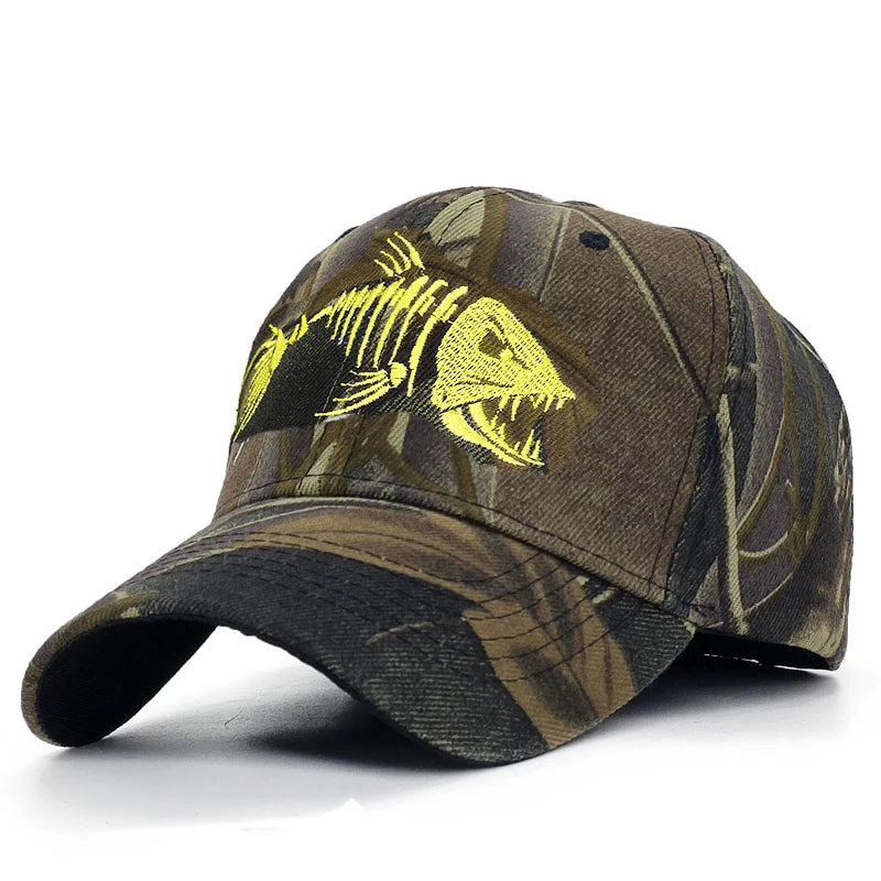 Fish Bone Camo Fishing Caps Cotton Jungle Hat Unisex caps