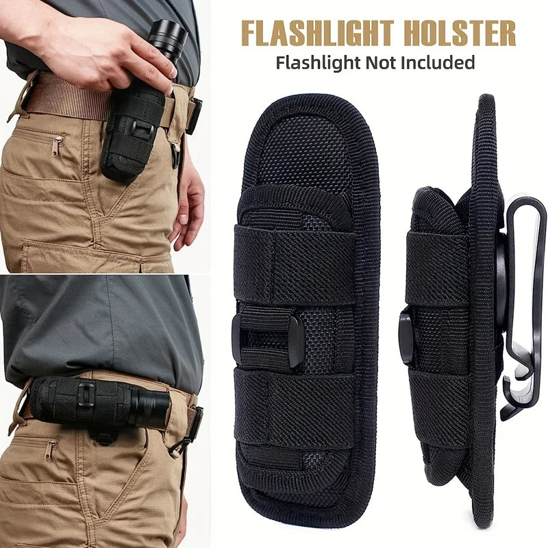 Flashlight Pouch 360 Degree Belt Clip Torch Holder Helmet & Pack Accessories
