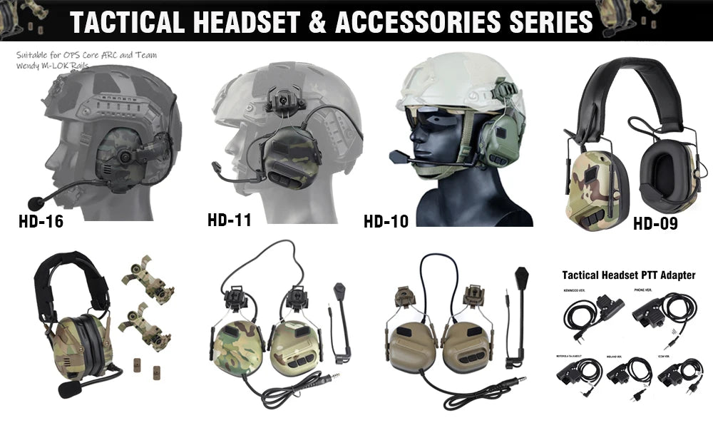 GEN 6 Noise Reduction Headset Helmet or Head Mounted 2 in 1 Survival