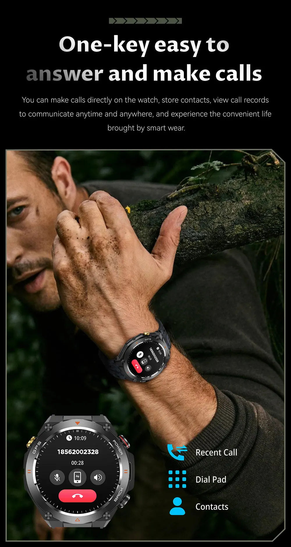 GPS Bluetooth GPS Smart Sports Watch 650mAh Battery Watchs