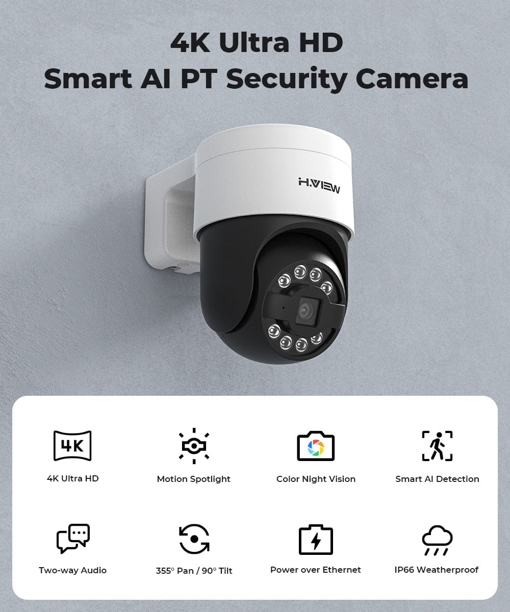 H.View Security AI Human Detection Camera Security Cameras