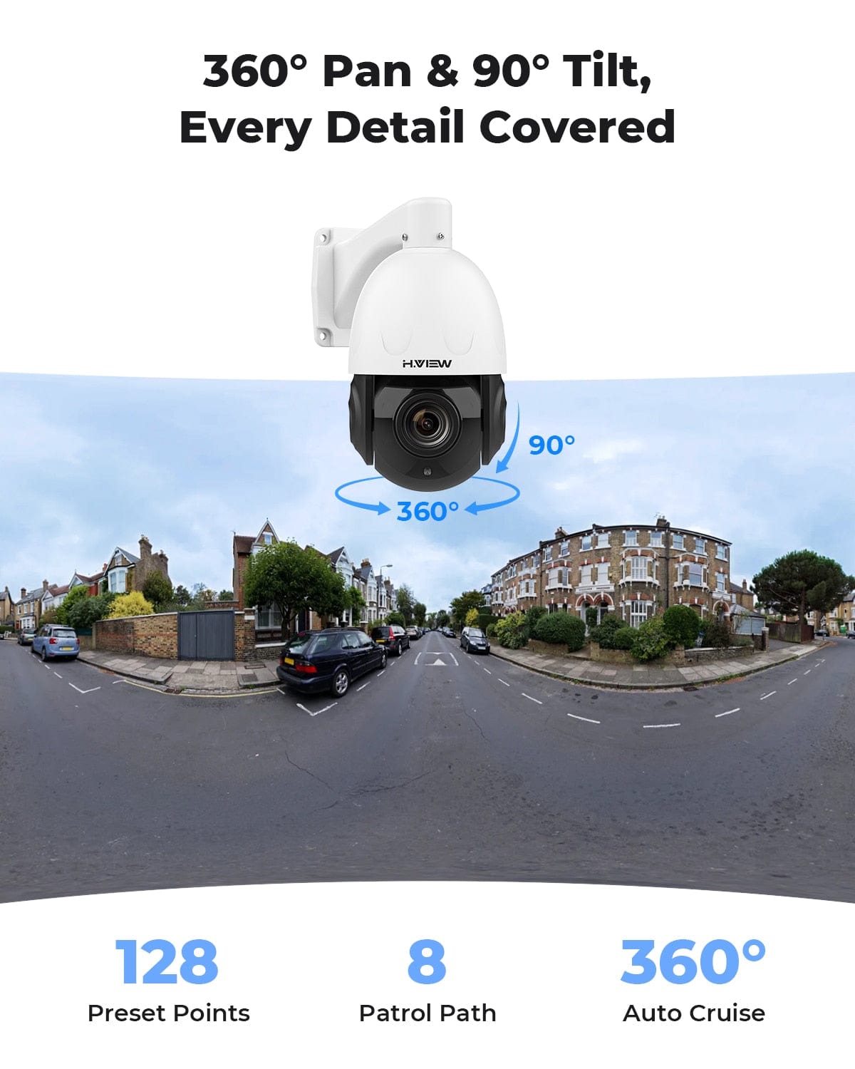 H.view 5MP 30X PoE PTZ Security Camera, Human Detection Security Cameras