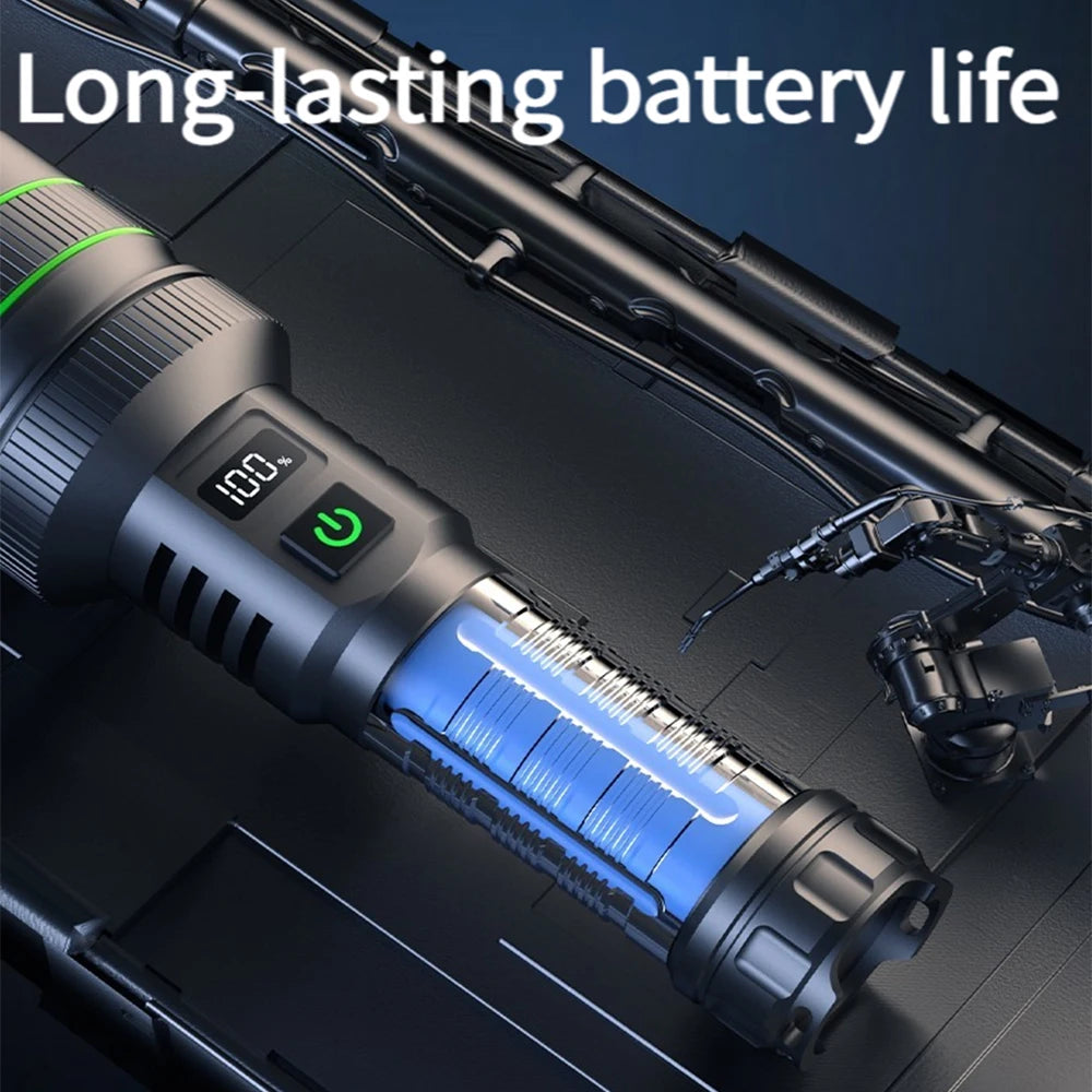 High Power LED Flashlight USB Rechargeable Powerful Tactical Torch Optics