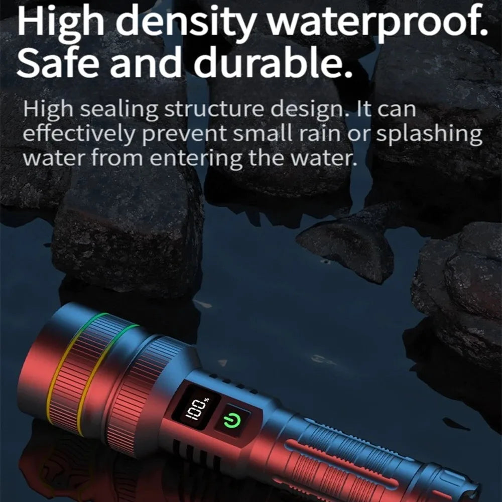 High Power LED Flashlight USB Rechargeable Powerful Tactical Torch Optics