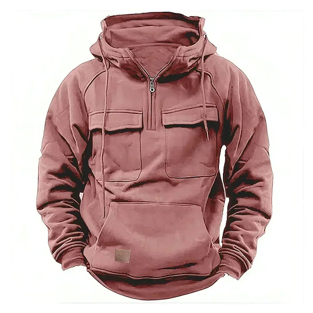 Hoodie Sweatshirt Half Zip with Pockets Solid Color Hoody outdoor equipment
