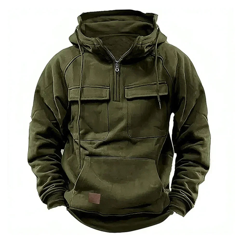 Hoodie Sweatshirt Half Zip with Pockets Solid Color Hoody outdoor equipment