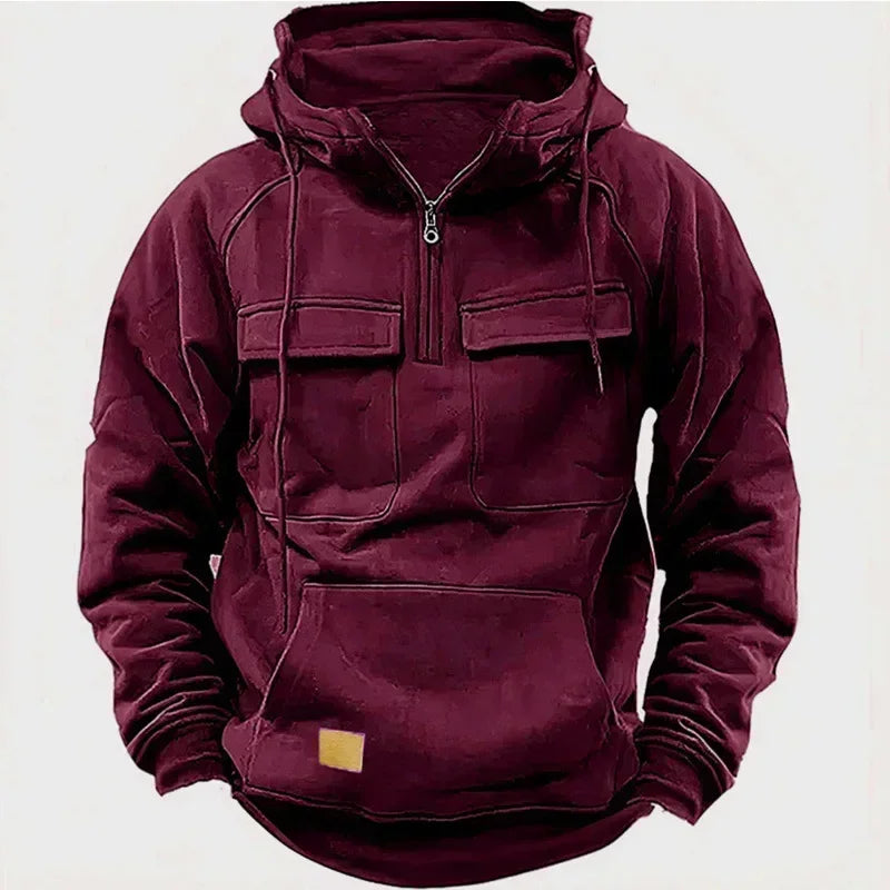 Hoodie Sweatshirt Half Zip with Pockets Solid Color Hoody outdoor equipment