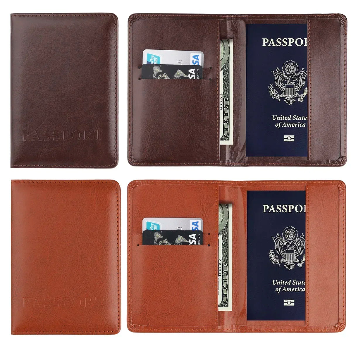 Leather Travel Passport Holder Cover Case Multi-card Slot Storage wallet outdoor equipment