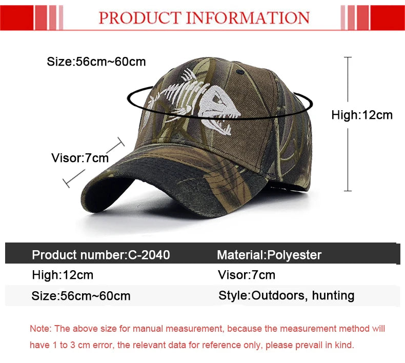 Luminous Camo Fishing Baseball Cap tactical caps