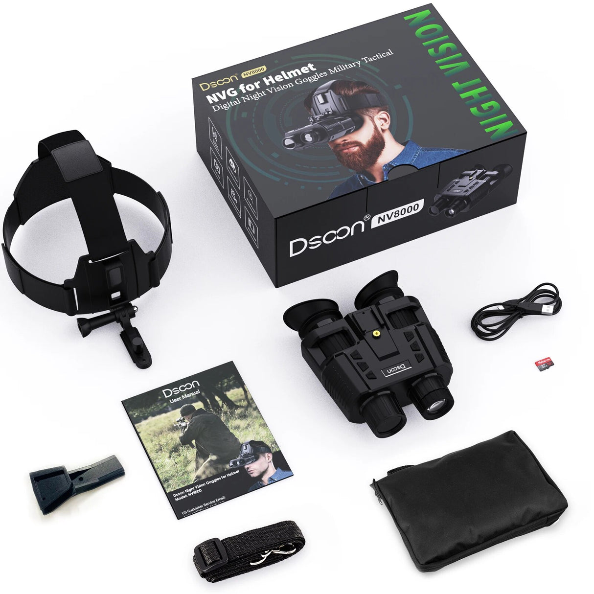 NV8000 Night Vision Google Binoculars Head mountable Infrared Optics