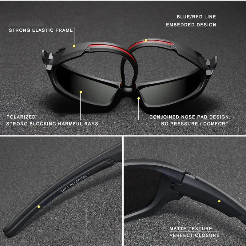 Polarized UV400 Sports Sunnys, Unbreakable Anti-Glare Optics