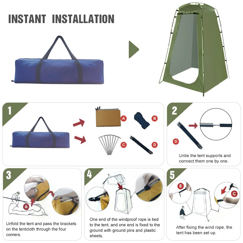 Portable Privacy Shower Tent Waterproof Changing Room Shelter Camping Equipment