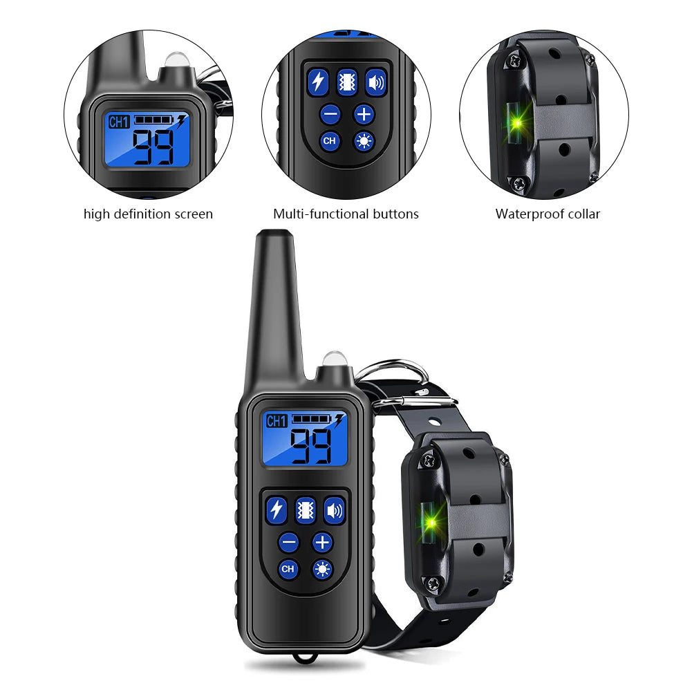 Rechargeable Dog Training & Anti-Bark Collar 800m Dog Stuff