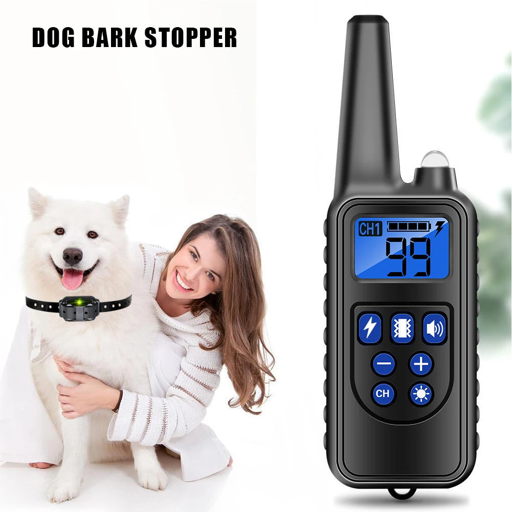 Rechargeable Dog Training & Anti-Bark Collar 800m Dog Stuff